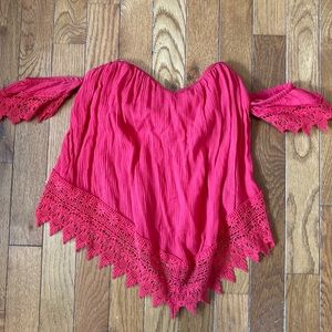 Red lace off the shoulder